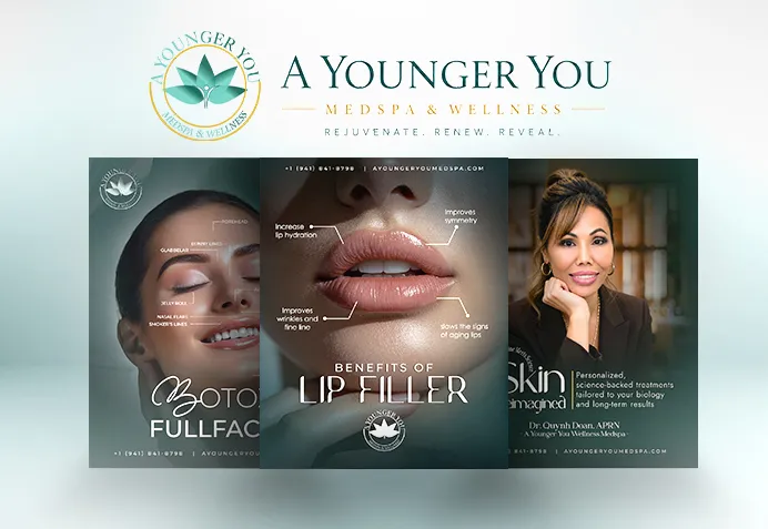 A Younger You Wellness & MedSpa thumbnail and social creative examples