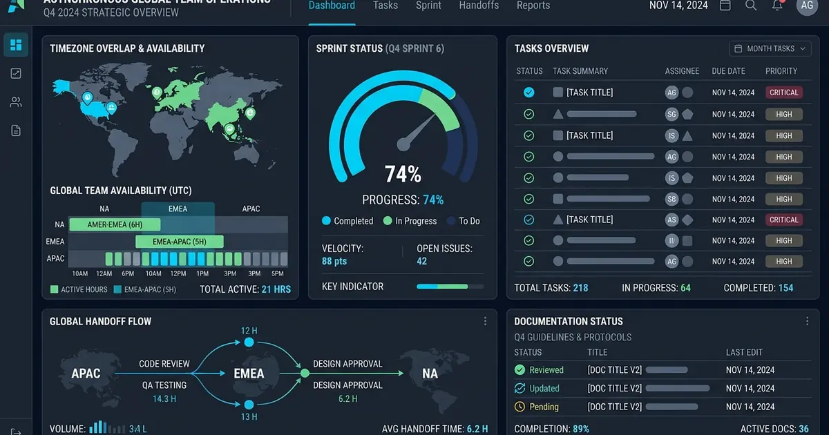 Offshore team live performance and attendance dashboard