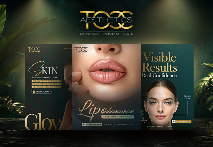 TOCC Aesthetics social media and ad creative collage