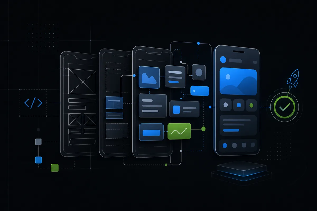 Custom app development process from wireframe to live app
